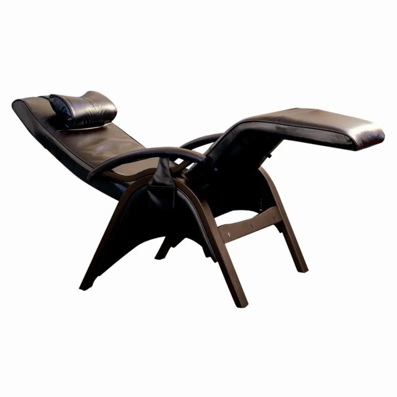 Zero Gravity Recliner with Arched Wood Frame, Black Leather-Like