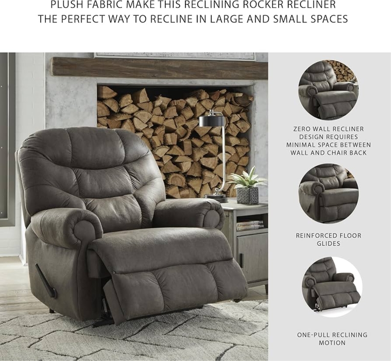 Zero Wall Rocker Recliner with Deep Horizontal Tufted Back