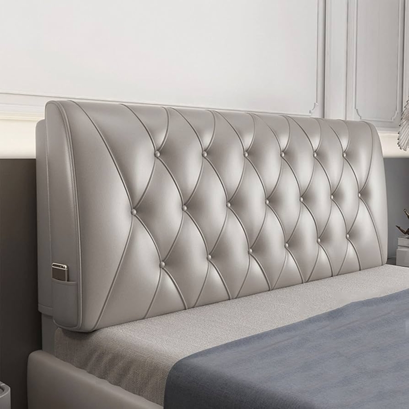 - ZZYY Soft Faux Leather Upholstered Full Headboard Tufted  Button Headboards for Double/Queen/King Size Bed Soft Case Support Cushion  Use with A Headboard,Gray,Queen/59 inches
