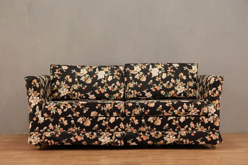 1980s Floral Sleeper Loveseat - ONLINE ONLY  Furnish Green