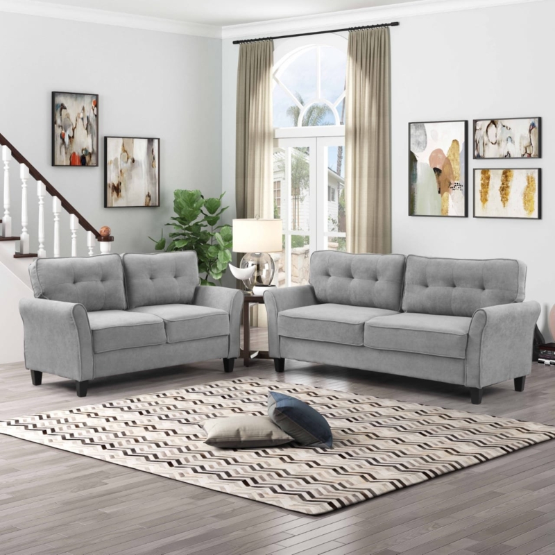 2-Piece Living Room Set with Flared Arms and Transitional Style