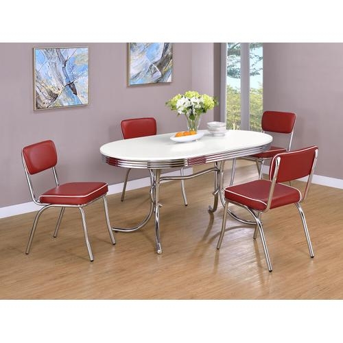 2065 in by Coaster in Houston, TX - Retro Oval 60-inch Wood Top Dining Table  White and Chrome