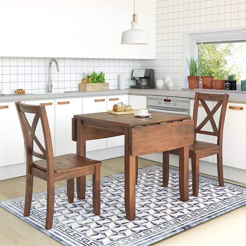 3-Piece Warm Wood Dining Set with X-Back Chairs