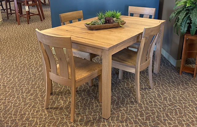 5-Piece Dining Set Slat Back Chairs Natural Oak Finish Rustic Style