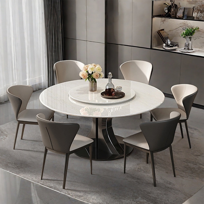 5-Piece Dining Set with Matte Black Pedestal and Barrel Back Upholstery