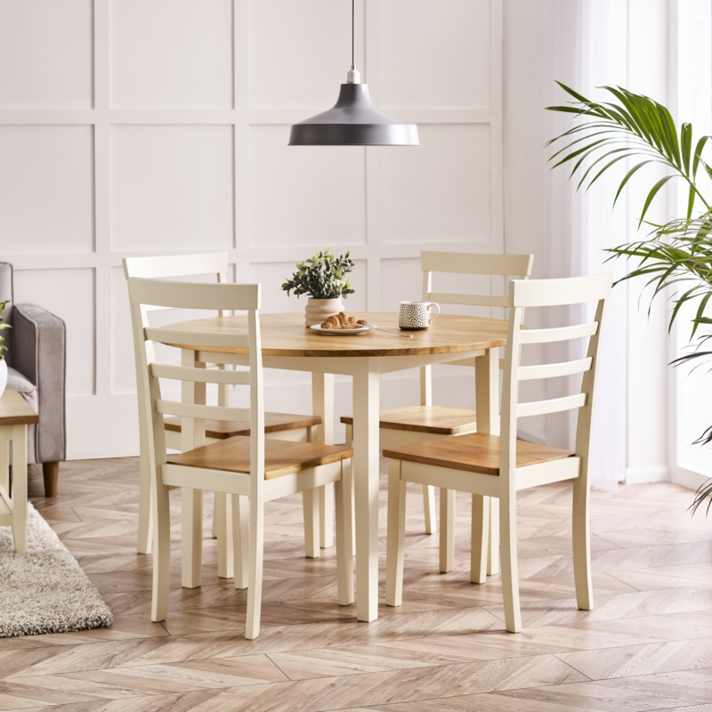 5-Piece Dining Set with Two-Tone Finish & Ladder Backs