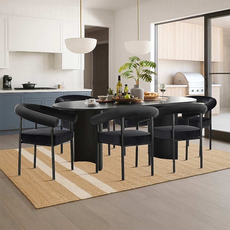 7-Piece Oval Dining Set with Pedestal Table