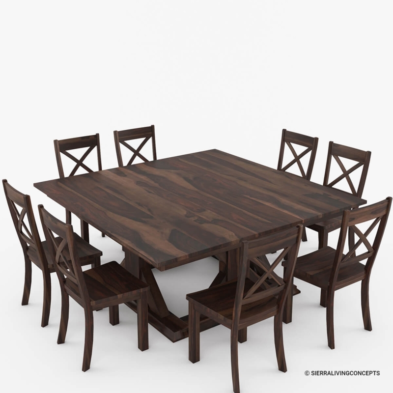 8-Person Square Dining Set featuring X-Back Chairs
