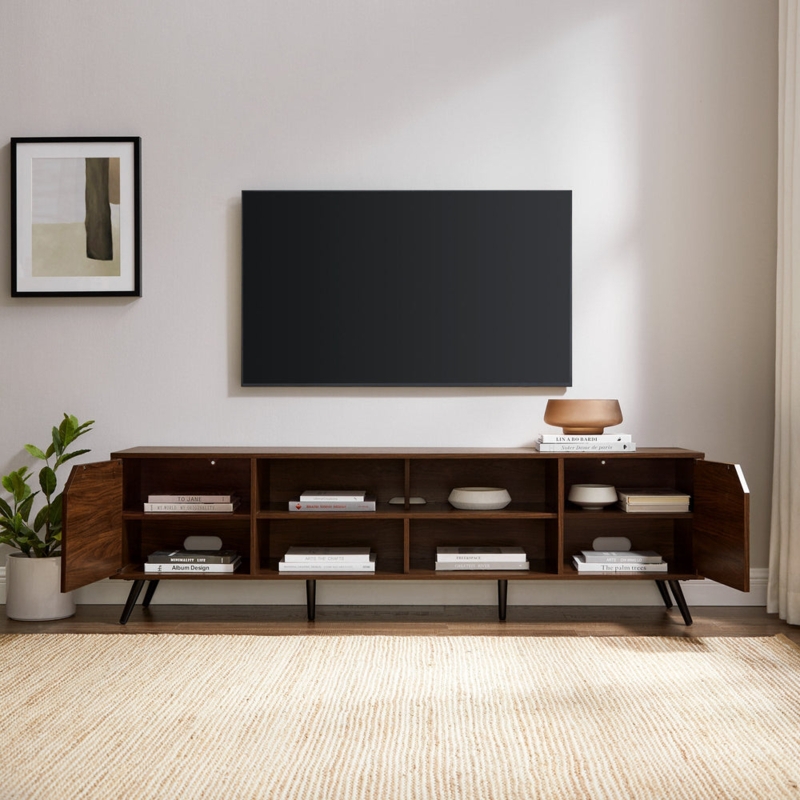 80" Mid-Centruy Mcm Simple Wood TV Stand - Black