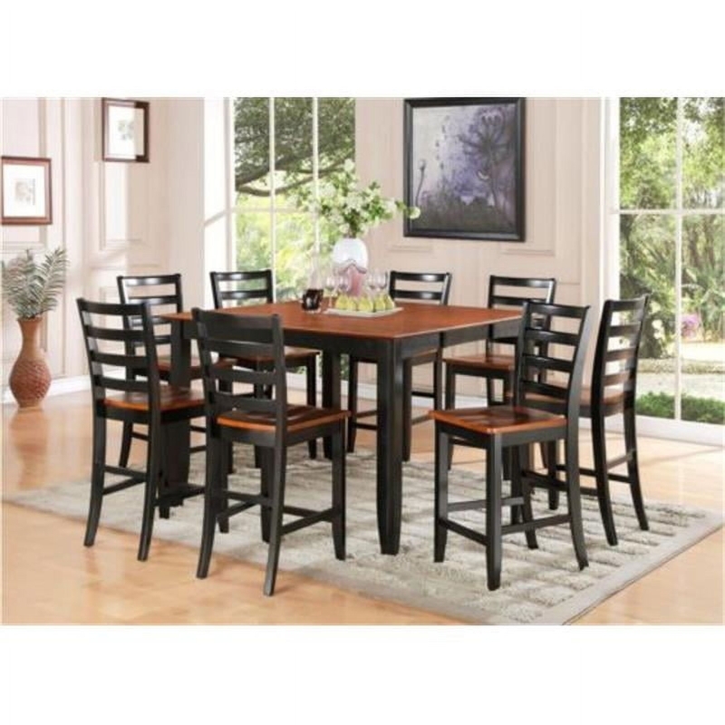 9-Piece Square Counter Height Dining Set with Ladder Back Chairs