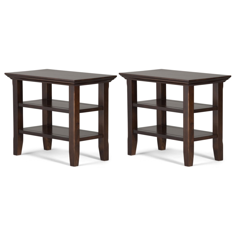 Acadian 14 inch Solid Wood Narrow Side Table in Black (Set of 2)  Simpli  Home