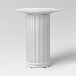 Accent Table Fluted Column Plaster-Like Round Pedestal