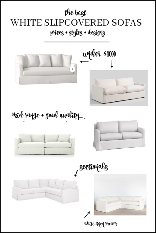 Affordable White Sectionals and Slipcovered Sofas in Coastal Farmhouse Style