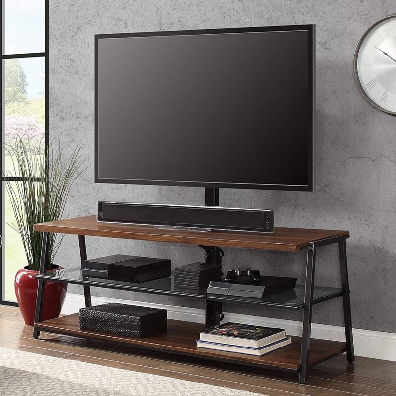 Amazon.com: 3 in 1 TV Stand Console Storage Media 70 inch Glass Shelves Wall  Mount Tabletop Swivel Mount Flat Screen TV Cabinet Living Room Furniture  Video Games Entertainment Center : Home & Kitchen