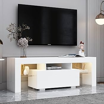 Amazon.com: BAMACAR Small TV Stand For 60 Inch TV, 50 55 60 Inch TV Stand  For Bedroom 50 55 60 Inch TV Stands For Living Room White TV Stand For 50 55