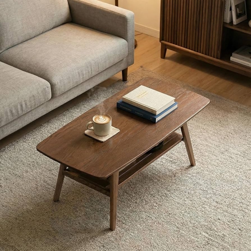 Amazon.com: Bamskov Mid Century Modern Coffee Table: 100% Solid Wood Coffee  Table - 2-Tier Storage Design - Practical Coffee Tables for Living Room,  Apartment, Easy Assembly (Walnut, 39.37") : Home & Kitchen