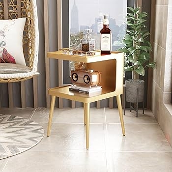 Amazon.com: BAOGELIYA Gold Nightstand with Storage, 2 Tier Small End Tables  Bedroom, Modern Side Tables Living Room with 4 Legs, Square Accent Table  for Small Spaces Indoor Outdoor, Easy Assembly : Home