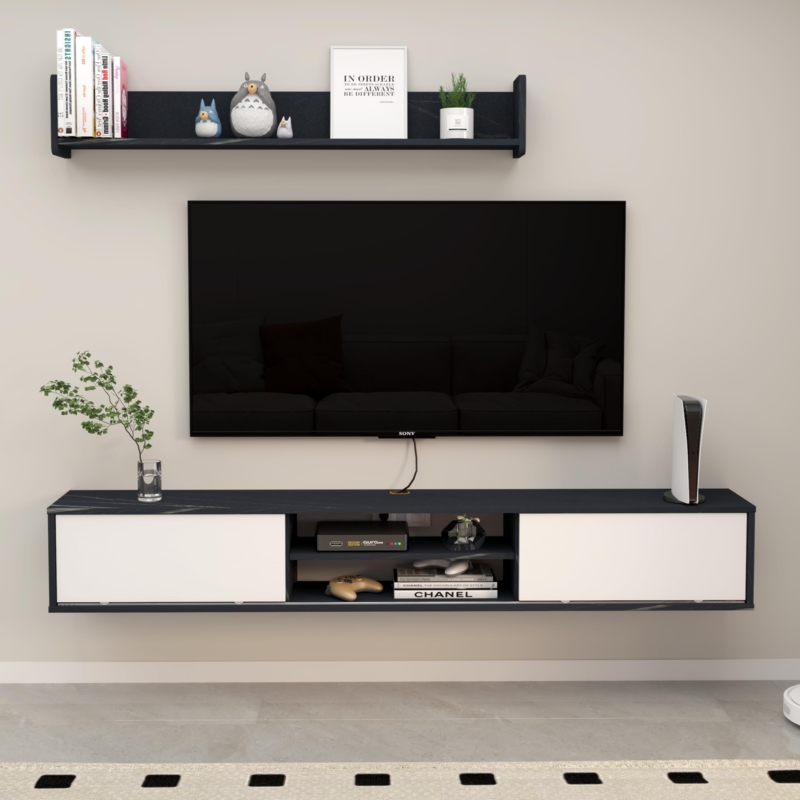 Amazon.com: Bixiaomei Floating TV Stand, 61'' Wall Mounted TV Cabinet with  Sliding Door and Adjustable Shelves, Wooden Entertainment Media Console  Center Large Storage TV Bench for Living Room (61IN, White) : Home