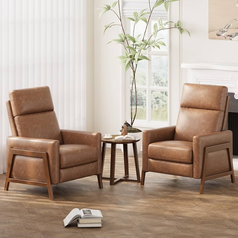 Amazon.com: COLAMY Push Back Recliner Chair Set of 2, Upholstered Leather  Recliner with Footrest 105-135 Degree Adjustable, Comfy Modern Wingback  Recliner for Living Room, Bedroom,Small Spaces, Cocoa : Everything Else