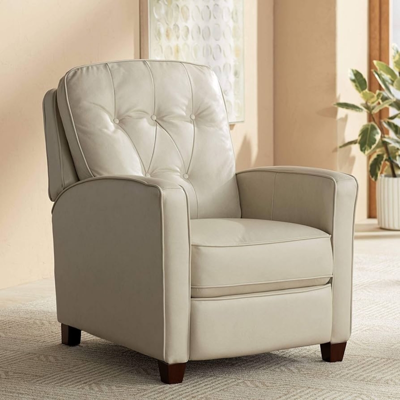 Amazon.com: Elm Lane Livorno White Pearl Leather Recliner Chair Modern  Armchair Comfortable Push Manual Reclining Footrest Upholstered Tufted Back  for Bedroom Living Room Reading Home Relax Office : Home & Kitchen