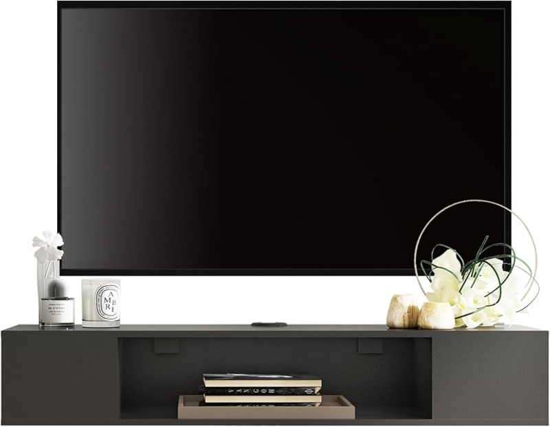 Amazon.com: FITUEYES Black Floating TV Stand, Wall Mounted Entertainment  Center Wood Storage, Media Console Shelf Under TV for Living Room, 39.4" :  Home & Kitchen