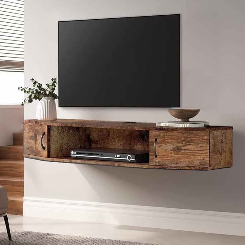 Amazon.com: FITUEYES Floating TV Stand Wood Media Console, 4 Shelves, Wall  Mounted, Vintage Design, Wire Management, Stable, Easy Installation : Home  & Kitchen