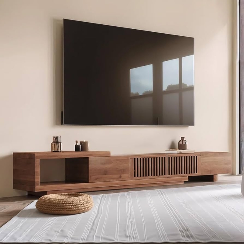 Amazon.com: gaoyangjiaju 94.48" Mid Century Modern TV Stand for TVs up to 70 "-90",Tv Console with 4 Storage Cabinets, Media Furniture for Living Room  or Bedroom,Walnut (78.54 to 103") : Home & Kitchen