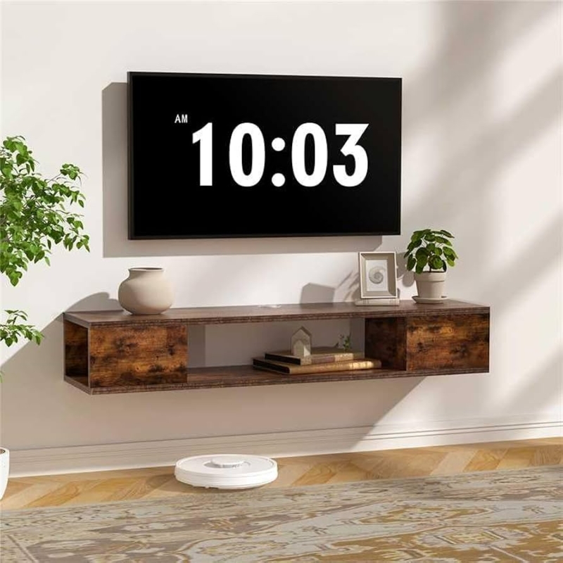 Amazon.com: GHC Floating TV Stand, Wall Mounted Entertainment Center and  Cabinet Shelf, TV Console with Storage, Media Console for DVD Player,  Space-Saving Under TV Shelf for Bedroom (Rustic Brown) : Home &