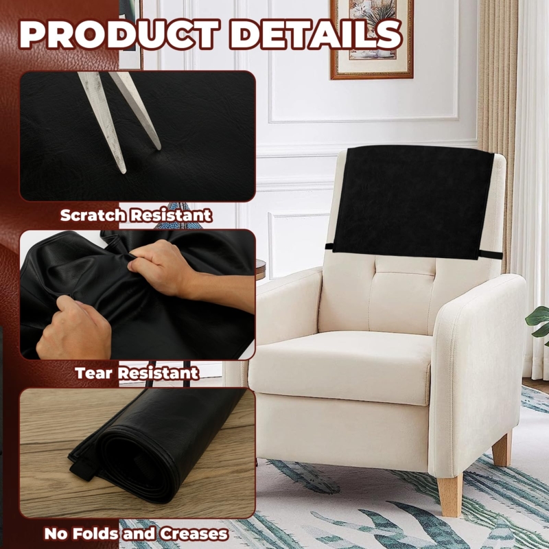 Amazon.com: Headrest Cover for Recliner Chair, Recliner Headrest Protector,  Faux Leather Headrest Cover with Elastic Straps, Chair Arm Headrest Covers,  Couch Headrest Cover for Sofa Couch (Black) : Home & Kitchen