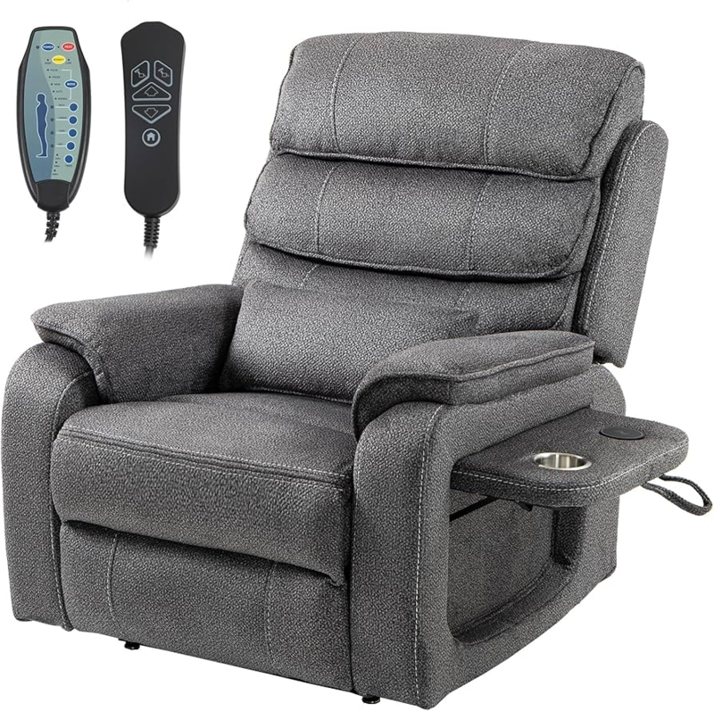 Amazon.com: JIKFRIMA Power Lift Recliner Chair for Adults Elderly Lay Flat Velvet  Recliners with Massage Heating, Extended Footrest, Wireless Charging  Device, USB Ports, Cup Holder, Lumbar Pillow : Home & Kitchen