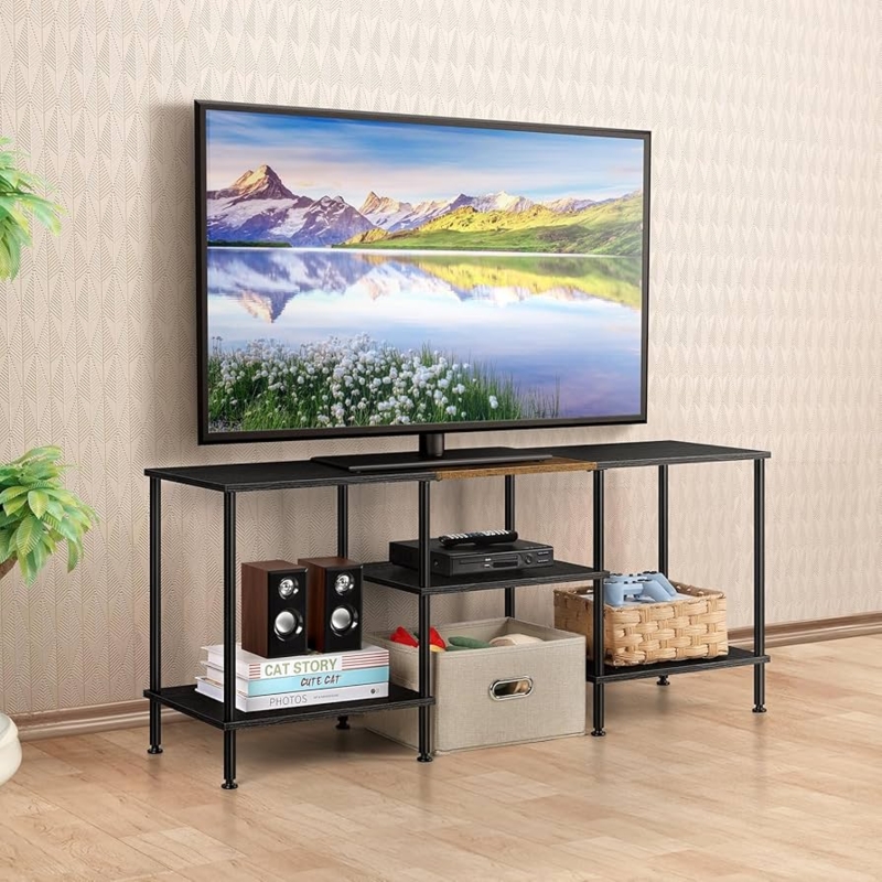 Amazon.com: Luplom 50 Inch TV Stands for Living Room Black Entertainment  Center with Storage for 50 43 40 32 Inch TV Console Table for Bedroom  Office : Home & Kitchen