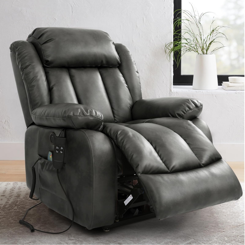 Amazon.com: MAEVIS Power Recliner Chair, Lay Flat Sleeping Lift Chairs  Recliner for Elderly with Heat and Massage,Comfy Real Breathable Leather  Recliners with Dual OKIN Motor for Living Room (Silver Grey) : Home
