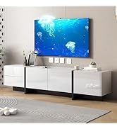 Amazon.com: Modern TV Stand for 80 Inch TV, Long Entertainment Center with  Storage Cabinet and 2 Drawers, High Gloss Contemporary TV Console for  Living Room, Black : Home & Kitchen