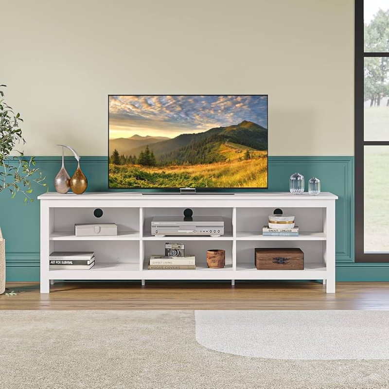 Amazon.com: Panana TV Stand with 6 Cubby for 75 inch TV, Television Stands  Entertainment Center Media Stand TV Table for Living Room, Bedroom (White  70 inch) : Home & Kitchen