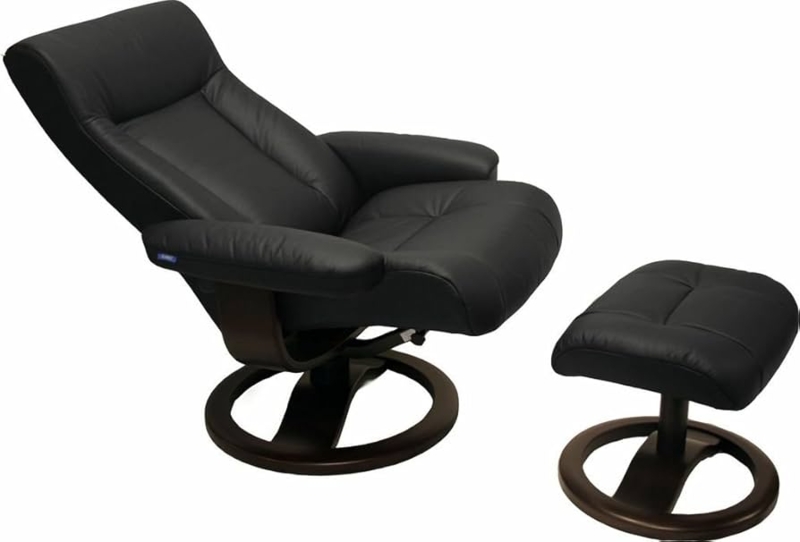 Amazon.com: ScanSit 110 Black Leather Recliner Norwegian Ergonomic  Scandinavian Lounge Reclining Chair 110 Large Recliner Furniture Teak Wood  by Hjellegjerde : Home & Kitchen