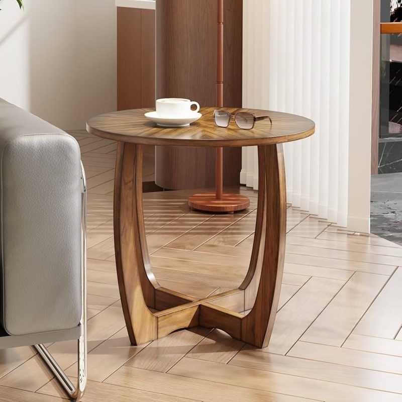 Amazon.com: Solid Wood Round End Table with Splicing Top, Farmhouse Sofa Side  Table, Beside Corner Table, Large Telephone Table for Living Room, Bedroom,  23.6" Dia x 21.7"H , Easy Assembly, Rustic Brown