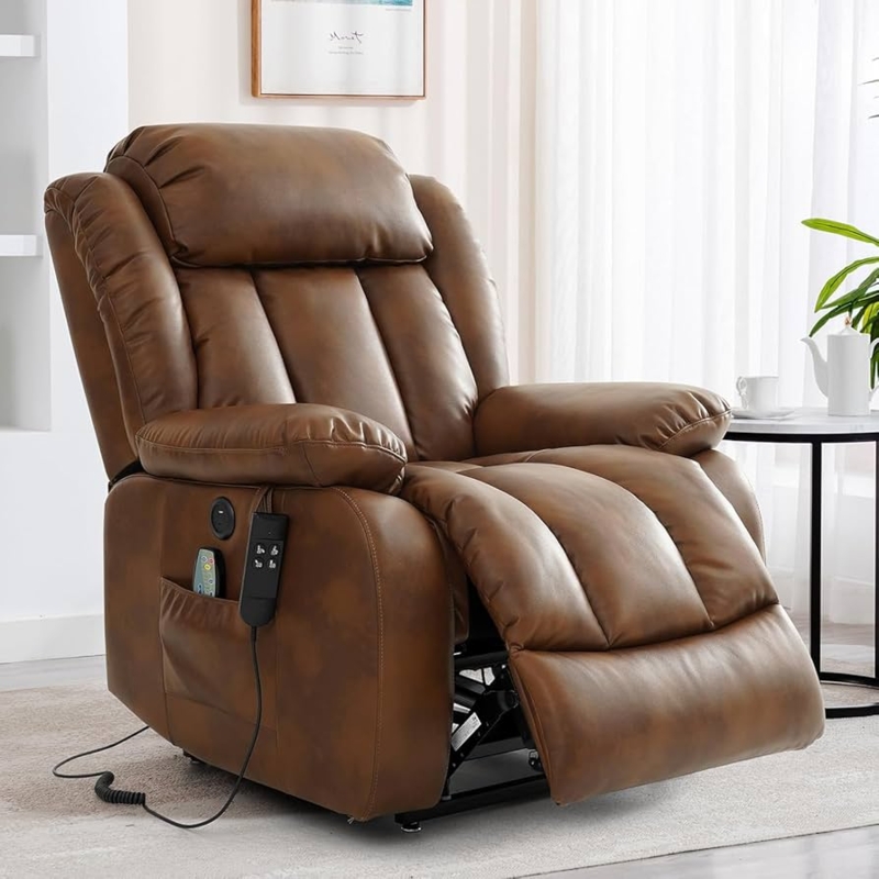 Amazon.com: TEKAMON Power Lift Recliner Chair for Elderly with Heat &  Massage, Dual Motor Breathable Leather Recliner, Lay Flat Sleeping Chairs  with Infinite Position, RemoteControl & USB Ports(Ochre) : Home & Kitchen
