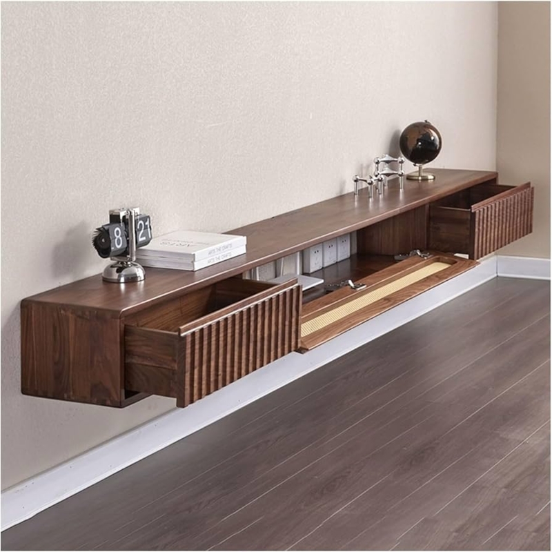 Amazon.com: Tv Stands,TV Wall Unit Walnut Wood Entertainment Center with  Storage for Televisions, TV Stand TV Cabinet Shelf with 2 Drawers & Storage  Cabinet for Living Room Bedroom, Modern Media Console Floating :