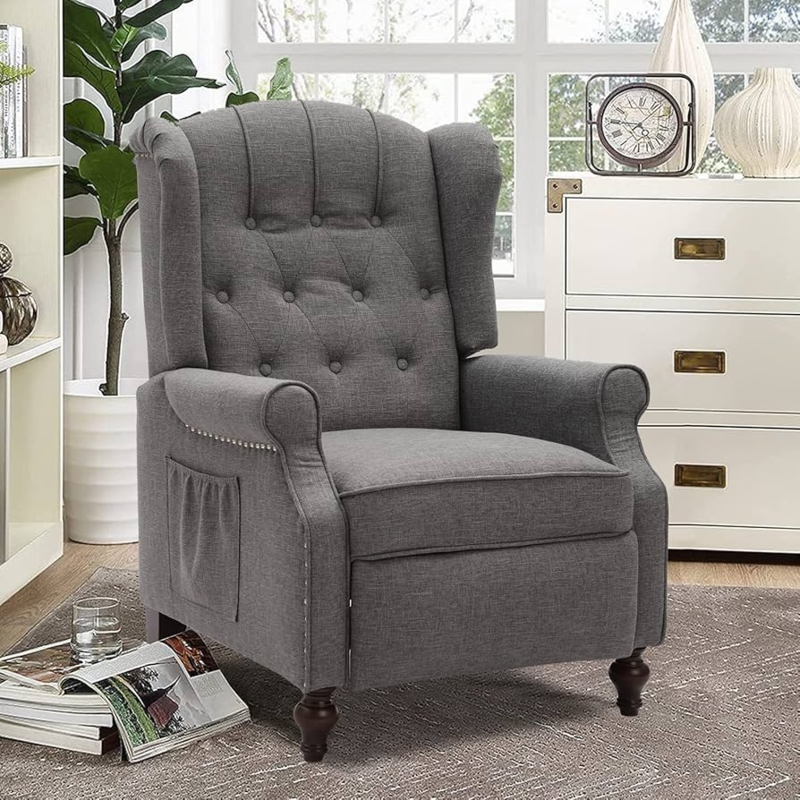 Amazon.com: URRED Pushback Recliner Chair, Fabric Armchair Small Recliners  Home Theater Seating, Adjustable Modern Reclining Chair for Adults in  Living Room (Linen, Gray) : Home & Kitchen