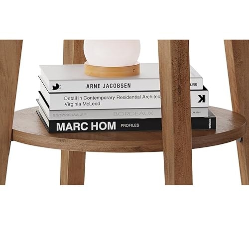 Amazon.com: VASAGLE MAEZO Collection - Side Table, 2-Tier Small Round End  Table, Nightstand with Tapered Legs, Curved Transitions, for Small Spaces,  Living Room, Bedroom, Rustic Walnut ULET283T41 : Home & Kitchen
