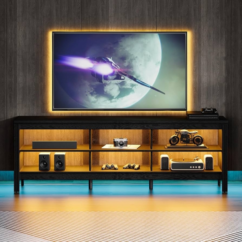 Amazon.com: WAMPAT TV Stand fo 65/70/75 Inch TV, TV Entertainment Center  with Storage & LED Light,Farmhouse Tv Stand for Living  Room,Bedroom,Espresso : Electronics