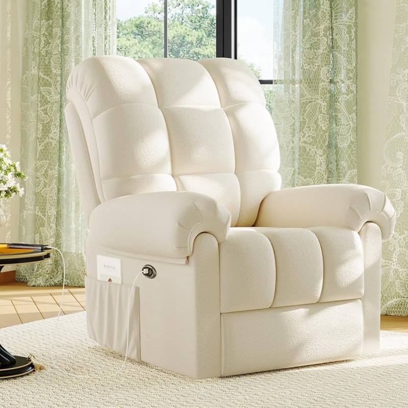 Amazon.com: Welzona Adjustable Power Recliner Chair, Soft Teddy Electric  Recliner Chair, Power Recliners with USB Port, Eco-Certified Small Recliners  for Small Spaces Sofa Reclinable, Beige : Home & Kitchen