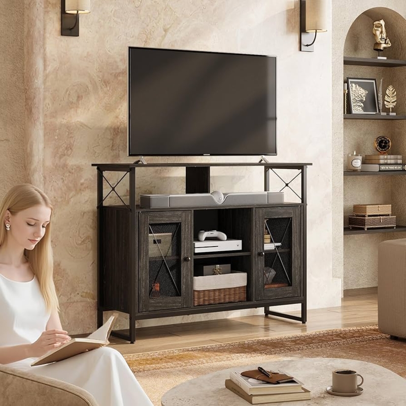 Amazon.com: WLIVE TV Stand for 43 Inch TV, Small Entertainment Center with  Storage Cabinet & Adjustable Shelves, Farmhouse Industrial TV Stands for  Living Room and Bedroom, 32" TV Console, Black : Home