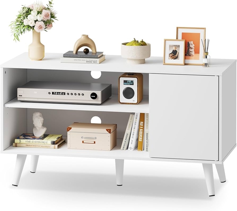 Amazon.com: WLIVE TV Stand for 43 Inch TV, Small Entertainment Center with  Storage Cabinet & Adjustable Shelves, Mid-Century Modern TV Stands for  Living Room and Bedroom, TV Console Suit 32 Inch TV,