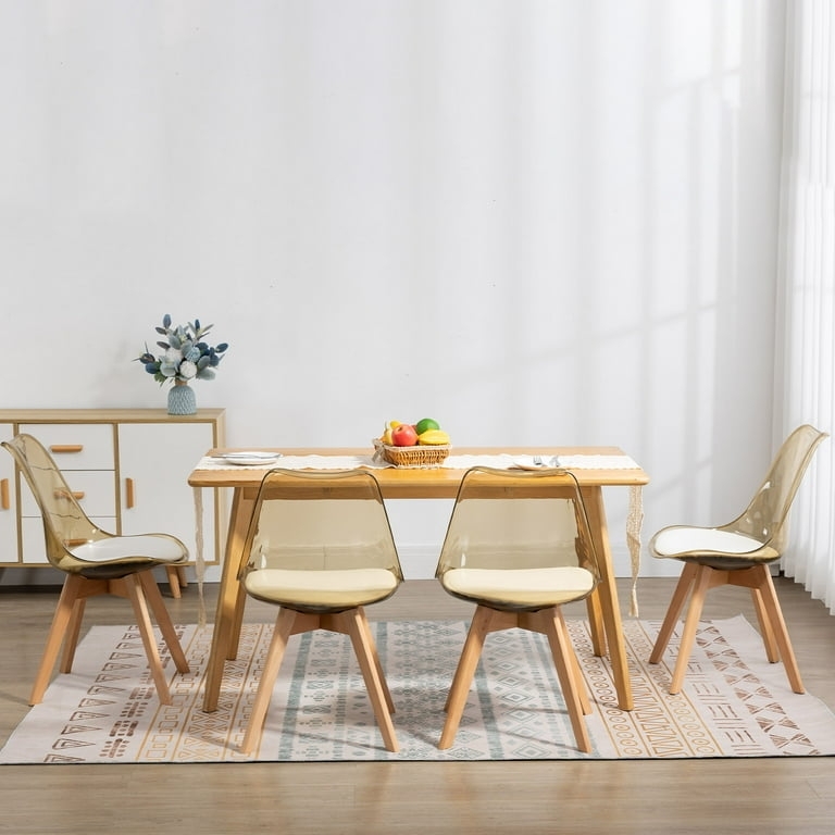 Amber Plastic Bucket Seat Dining Chairs with Grid Texture