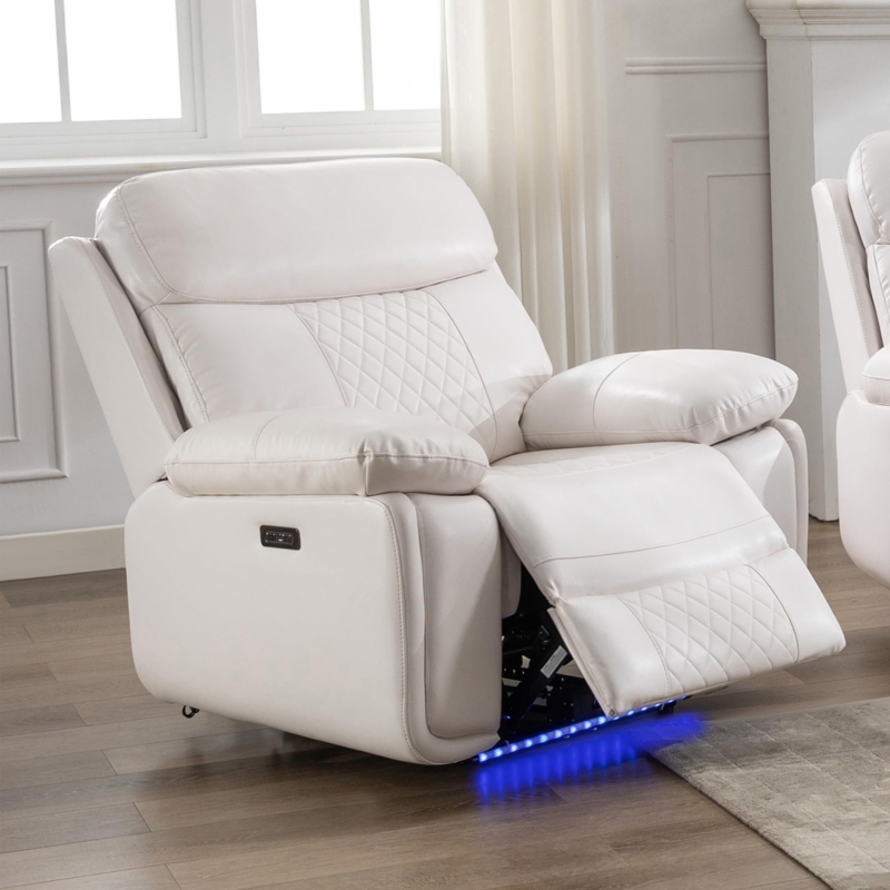 Ambient LED Base Power Recliner with Padded Arms, Home Theater Chair