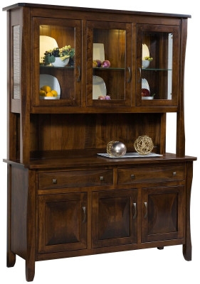 Arched Side Supports Dining Hutch Dark Brown Semi Gloss Transitional