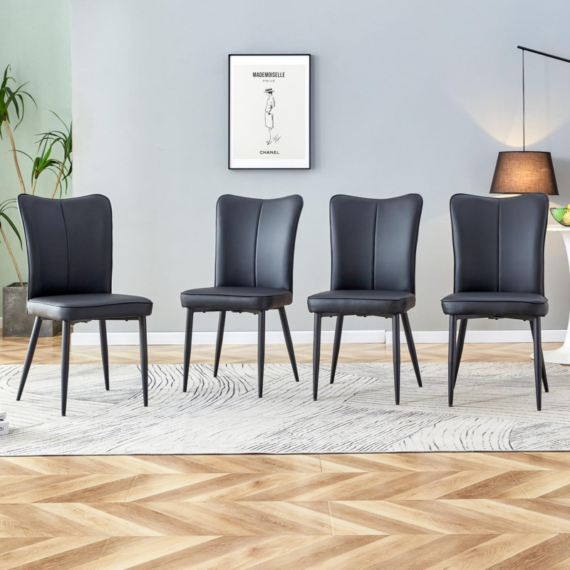 Armless Dining Chairs Set of 6 Stitched Detail Splayed Legs