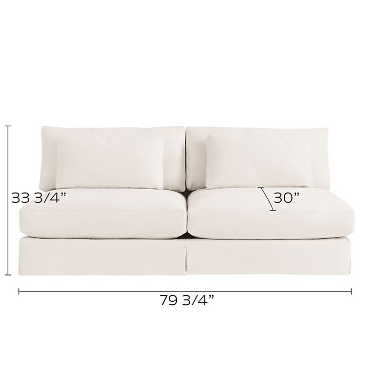 Armless Modular Sofa with Exposed Hardwood Frame and Textured Weave