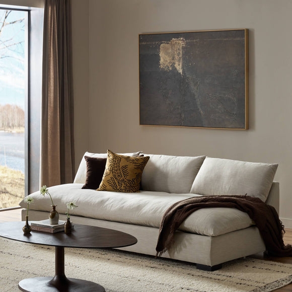Armless Sofa with Oversized Back Cushions, Low Profile Design